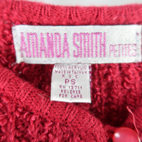 Vintage 90s raspberry pink textured knit button front cardigan sweater S - Picture 5 of 5